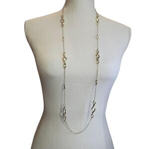 Anne Klein Gold Tone Long Chain Necklace Women Vintage Fashion Statement 36" +